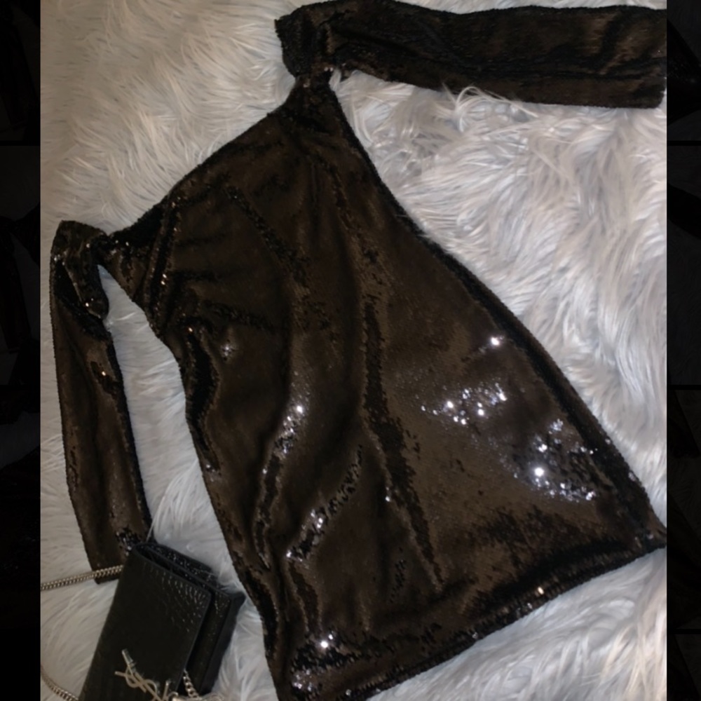 Olivaceous Black Sequin Dress